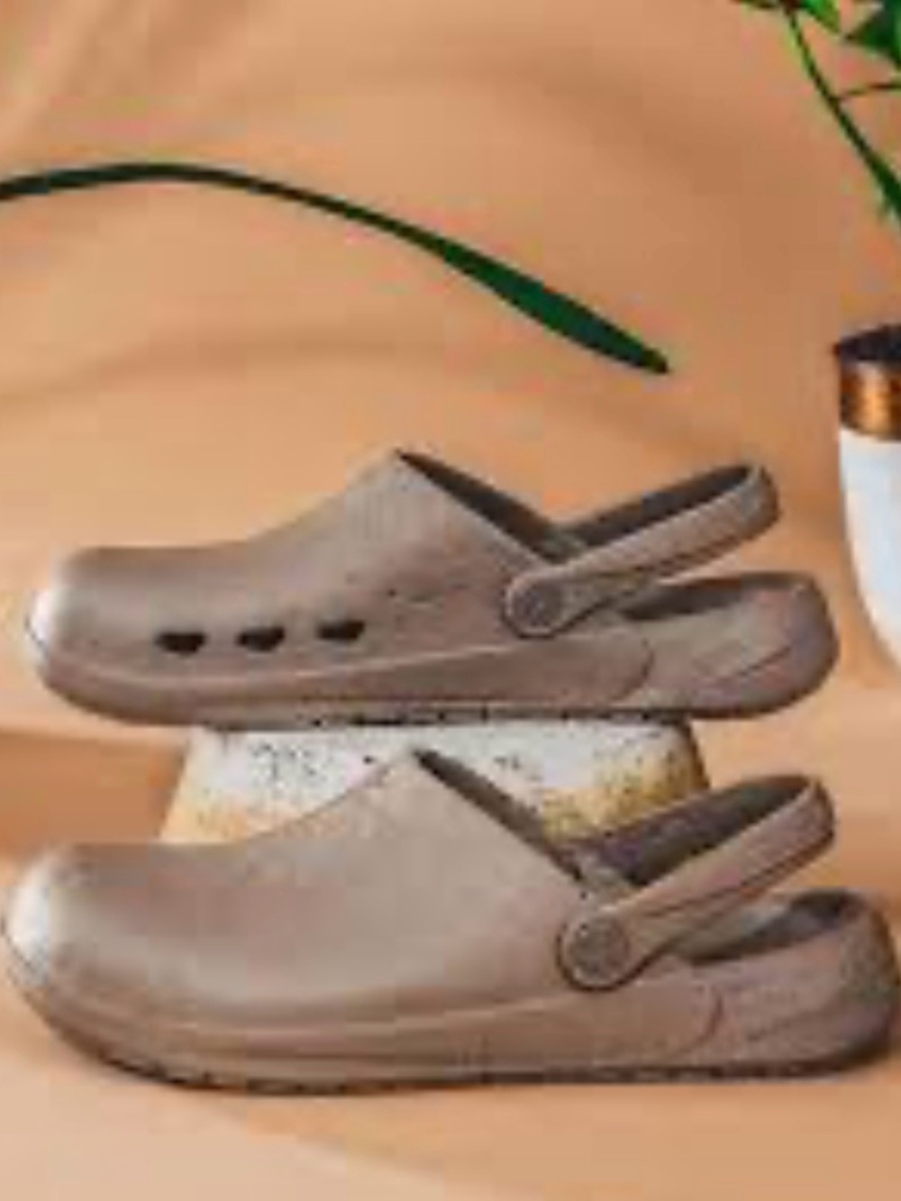 Men's Slip-On Backstrap Clogs in Taupe